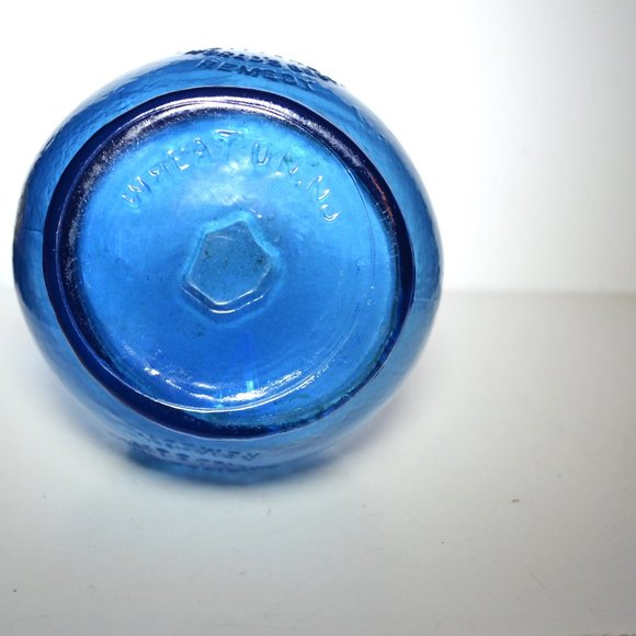 Vintage Ball And Claw Blue Bitters Glass Bottle MFG Wheaton Glass NJ - Picture 5 of 8